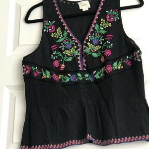 Maeve (Anthropologie) V-neck embroidered top.